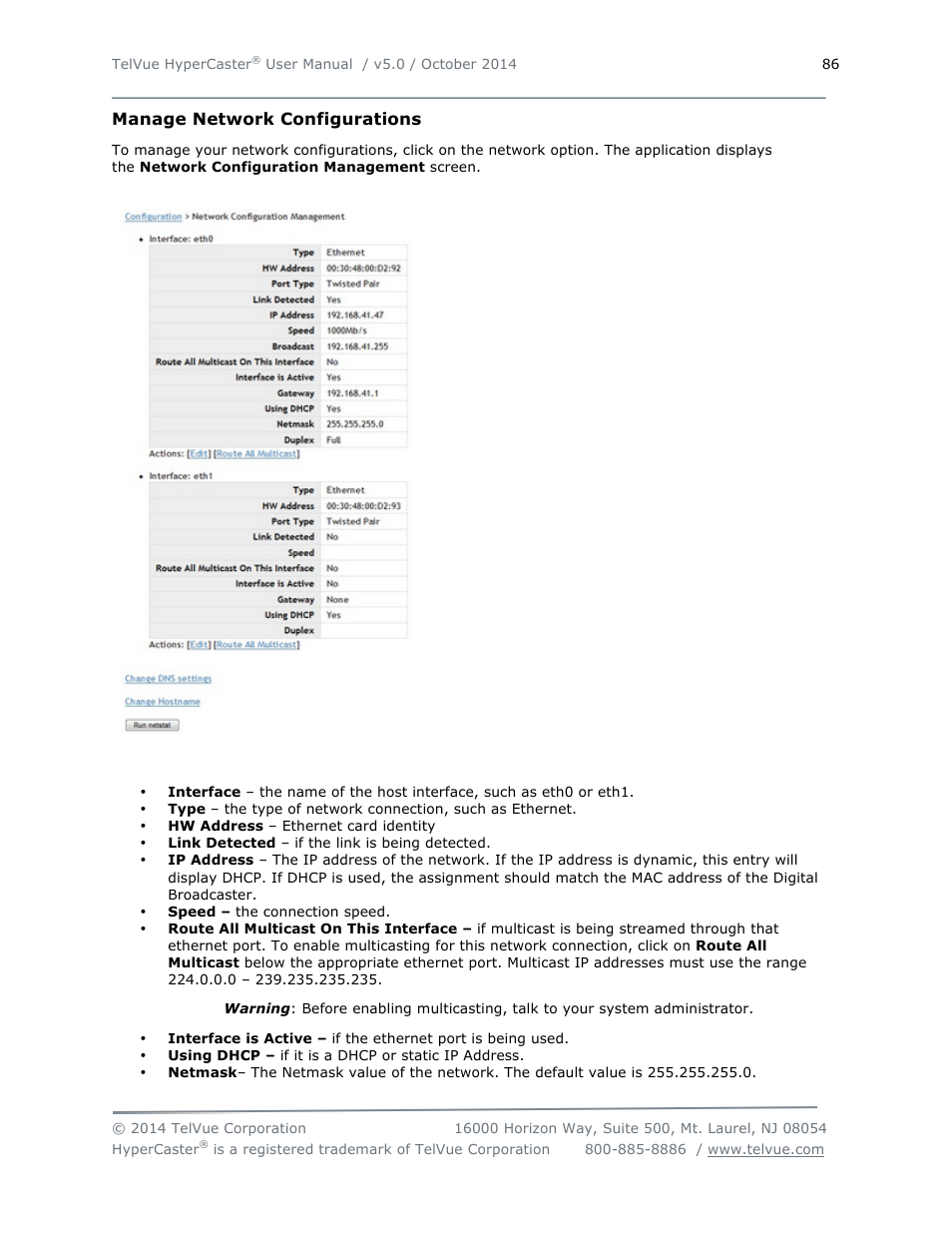 TelVue HyperCaster® User Manual | Page 87 / 105