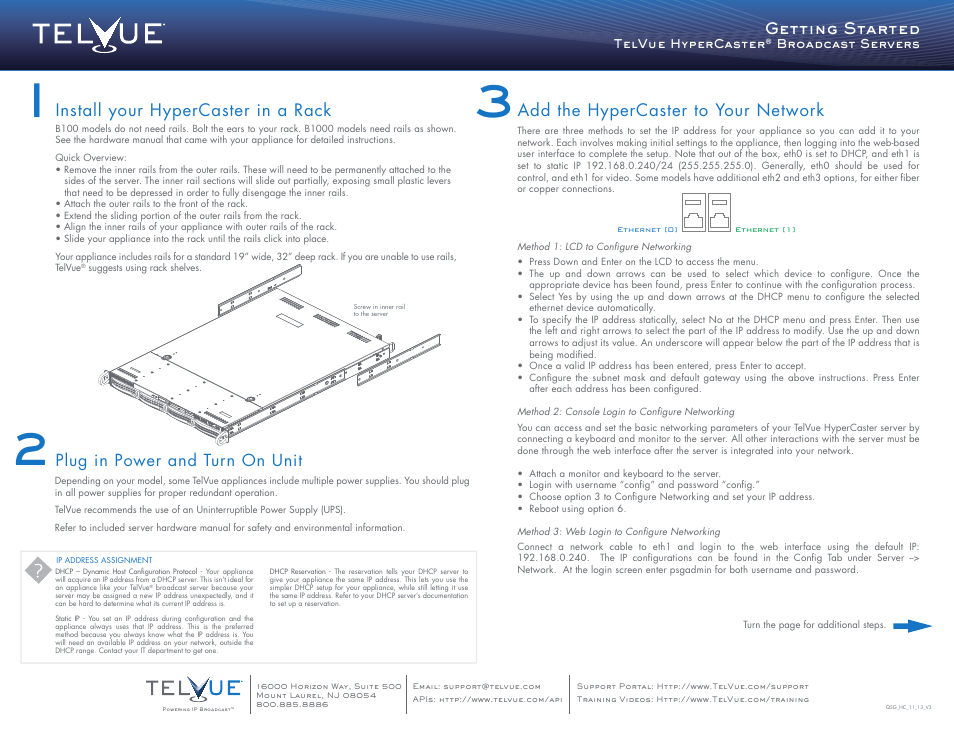 TelVue HyperCaster® User Manual | 2 pages