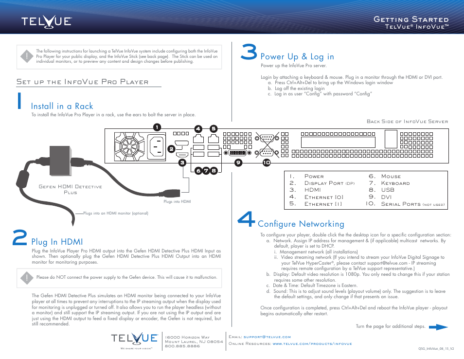 TelVue InfoVue User Manual | 2 pages