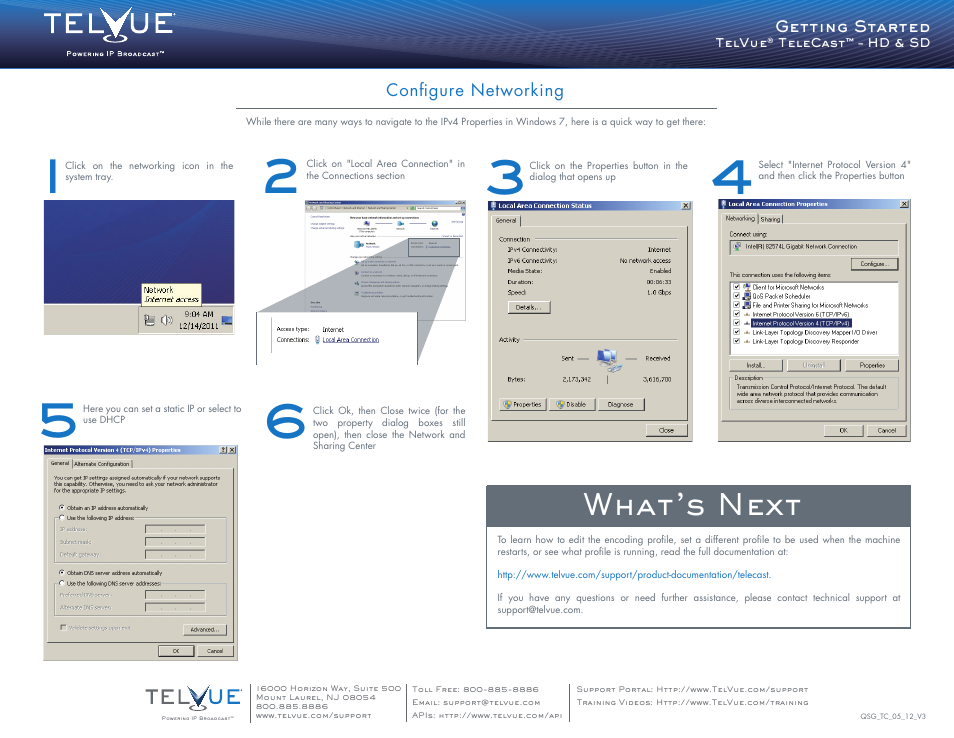 Qsg_telecast_backv3, What’s next | TelVue TeleCast User Manual | Page 2 / 2