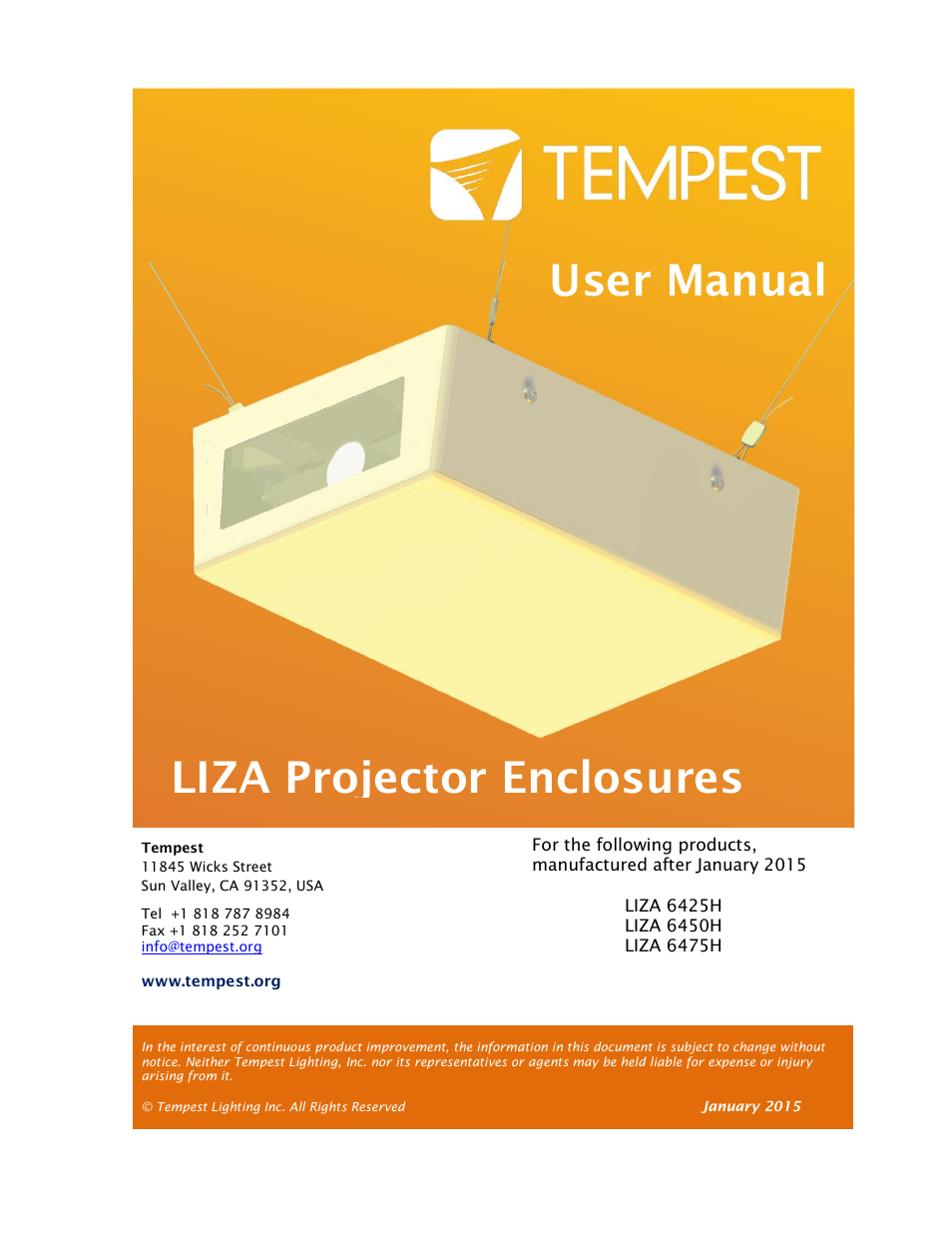 Tempest LIZA User Manual | 18 pages