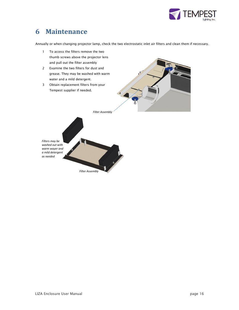 6 maintenance | Tempest LIZA User Manual | Page 16 / 18