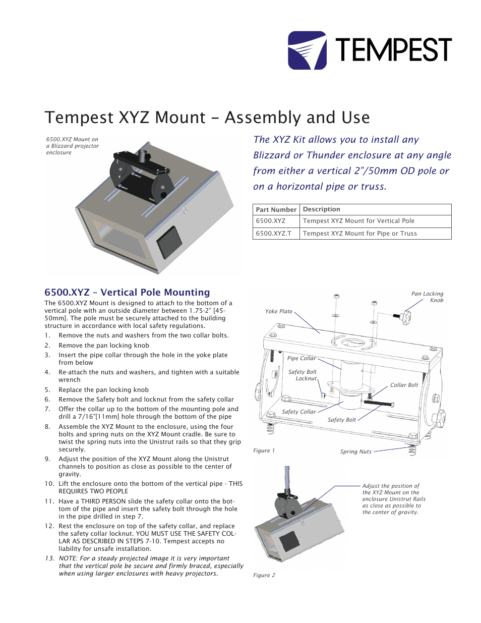 Tempest XYZ User Manual | 2 pages