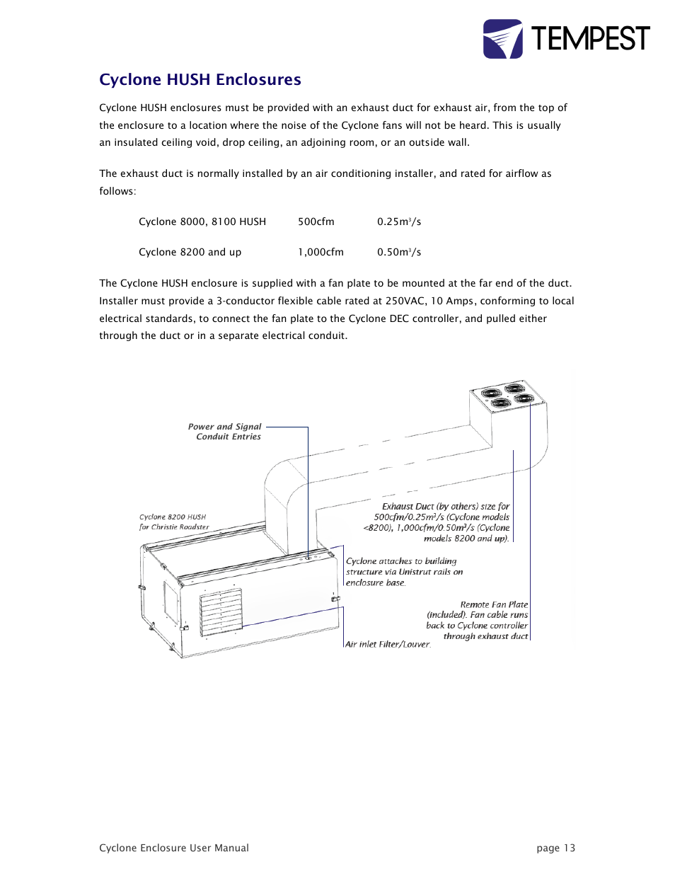 Cyclone hush enclosures | Tempest Cyclone User Manual | Page 13 / 48