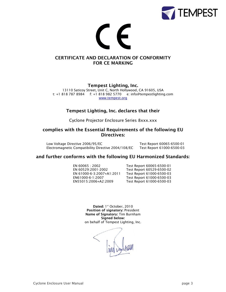Tempest Cyclone User Manual | Page 3 / 48
