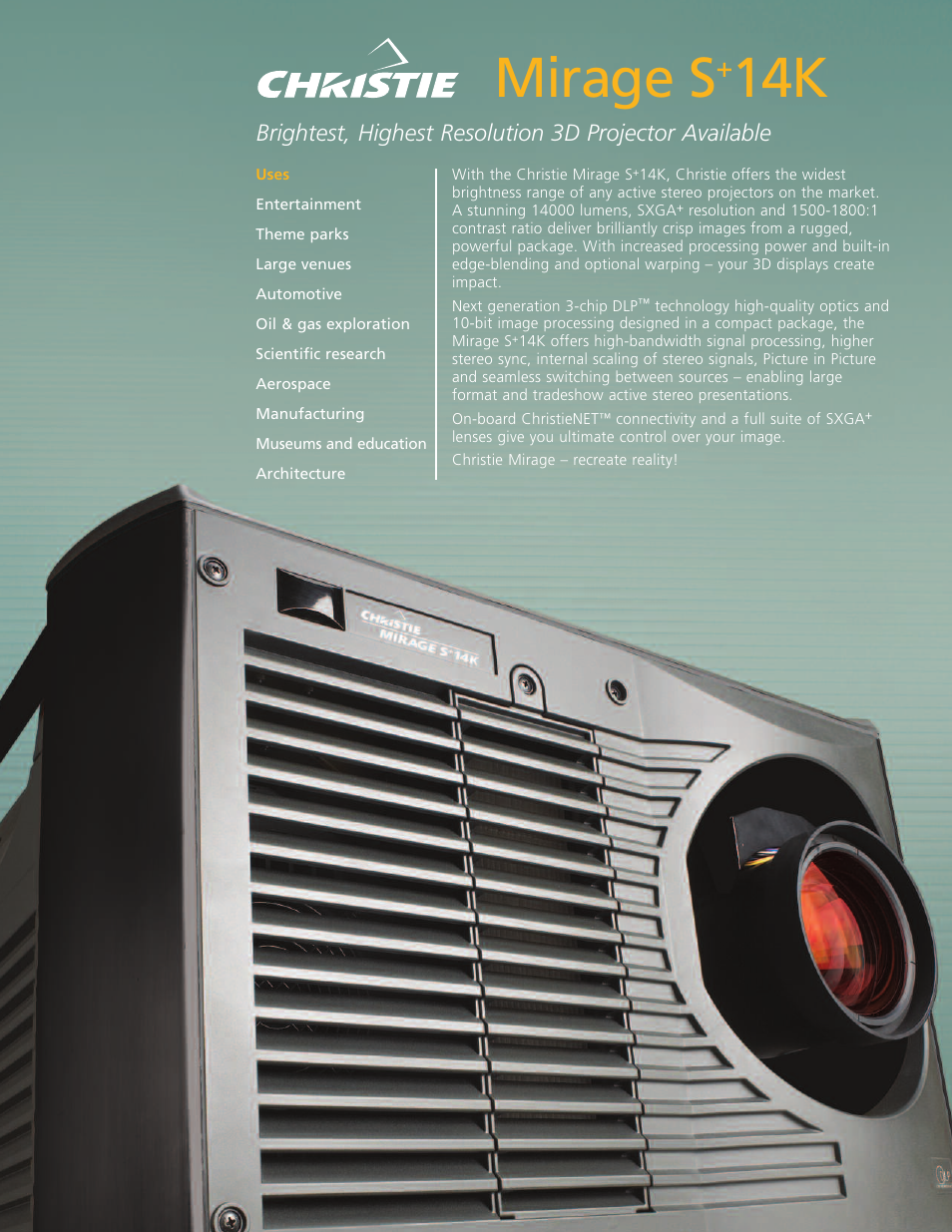 Christie Digital Systems Christie Mirage S+14K User Manual | 2 pages