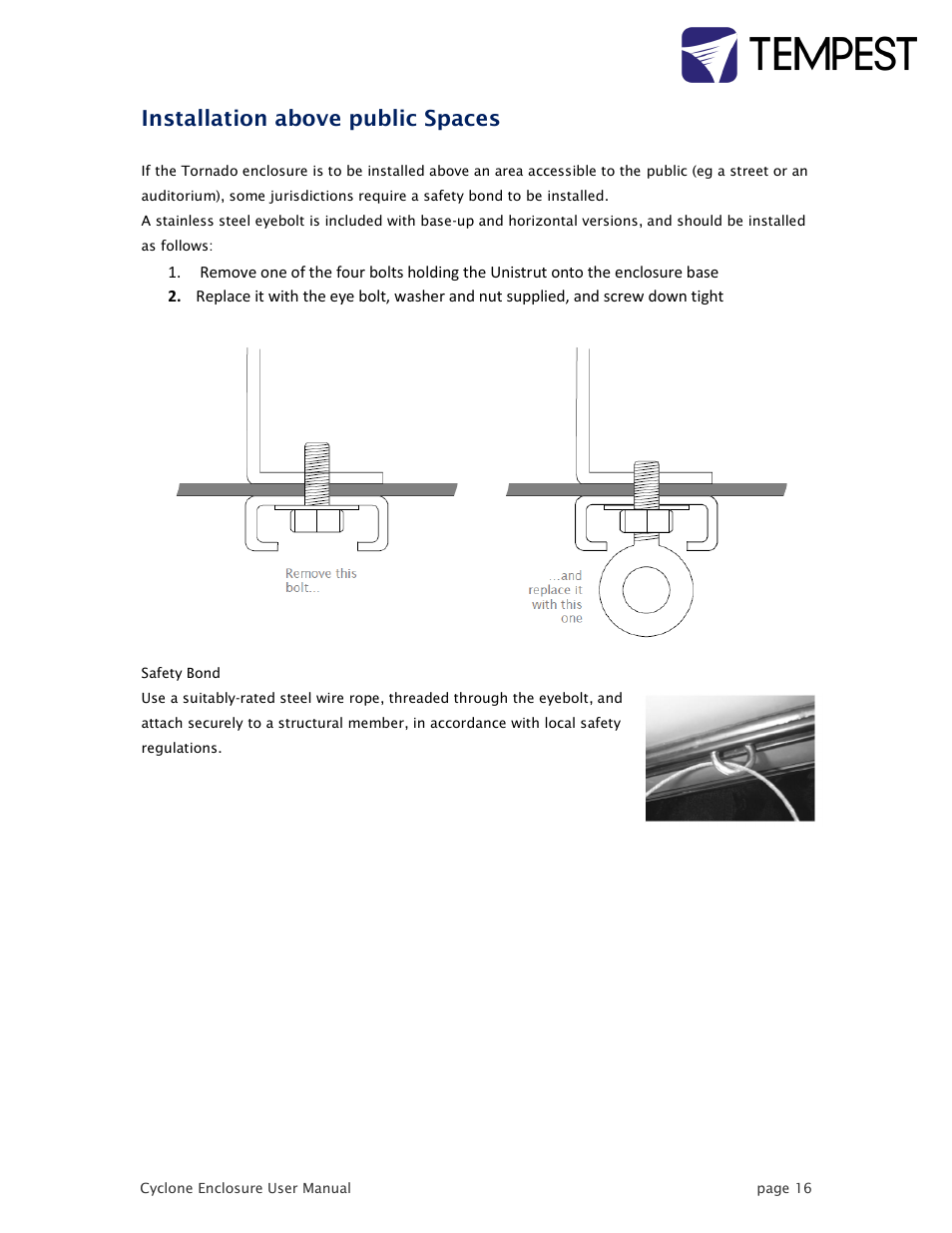 Installation above public spaces | Tempest Tornado User Manual | Page 16 / 50