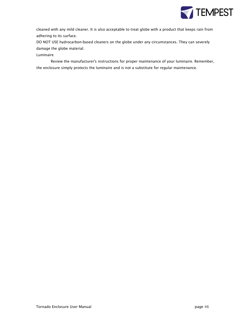 Tempest Tornado User Manual | Page 46 / 50
