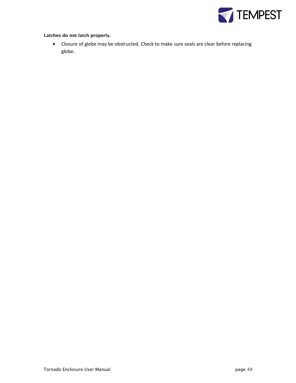 Tempest Tornado User Manual | Page 48 / 50
