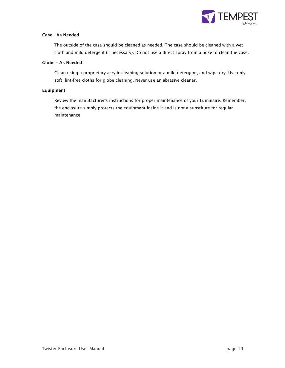 Tempest Twister User Manual | Page 19 / 22