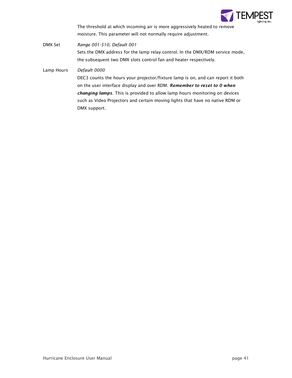 Tempest Hurricane User Manual | Page 41 / 47