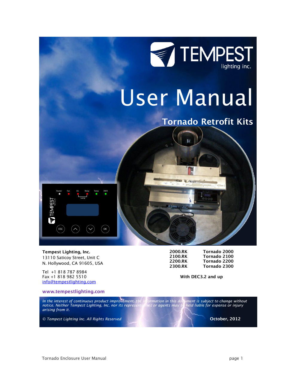 Tempest TornadoRetrofit Kits User Manual | 36 pages