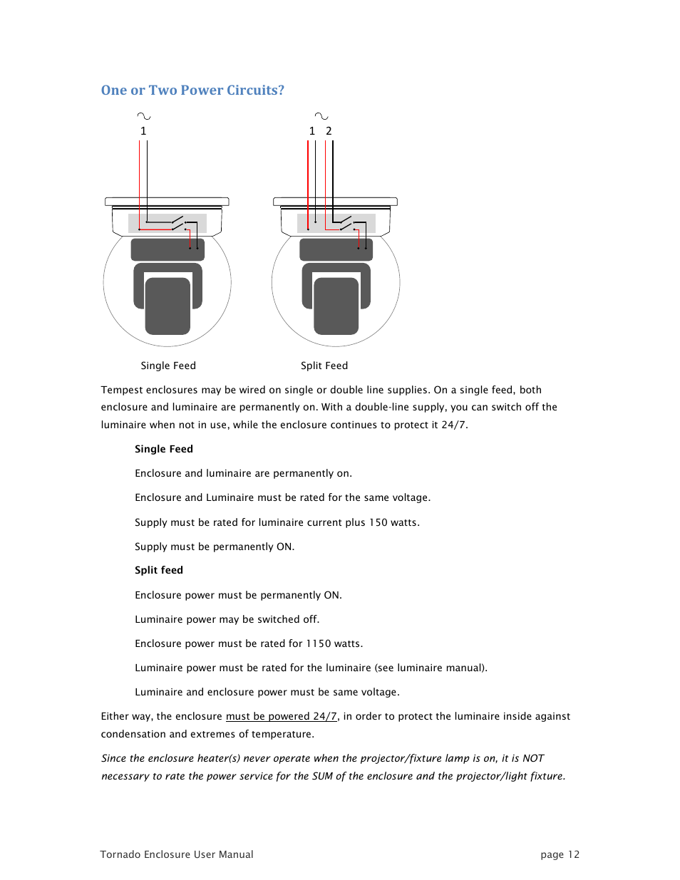 One or two power circuits | Tempest TornadoRetrofit Kits User Manual | Page 12 / 36