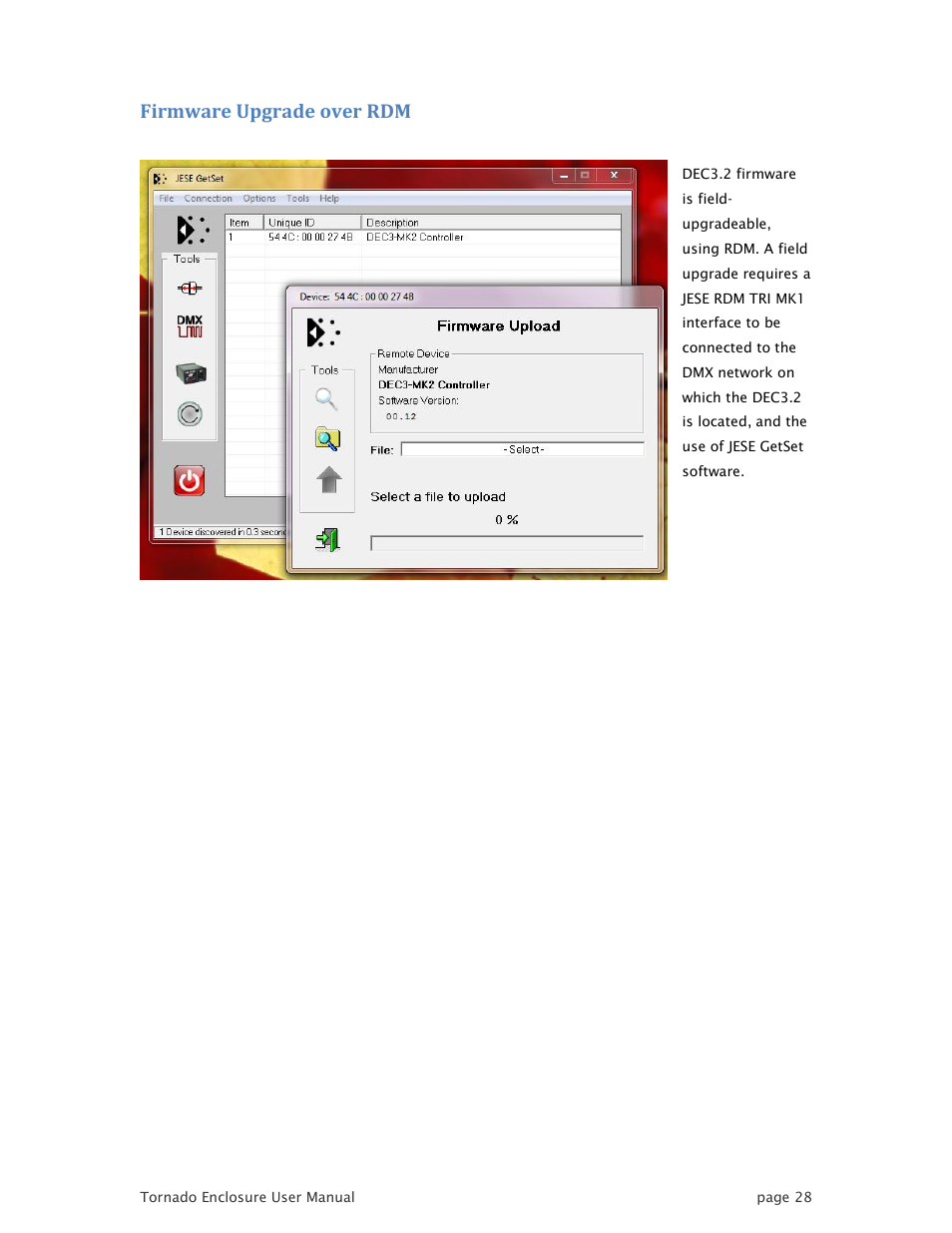 Firmware upgrade over rdm | Tempest TornadoRetrofit Kits User Manual | Page 28 / 36