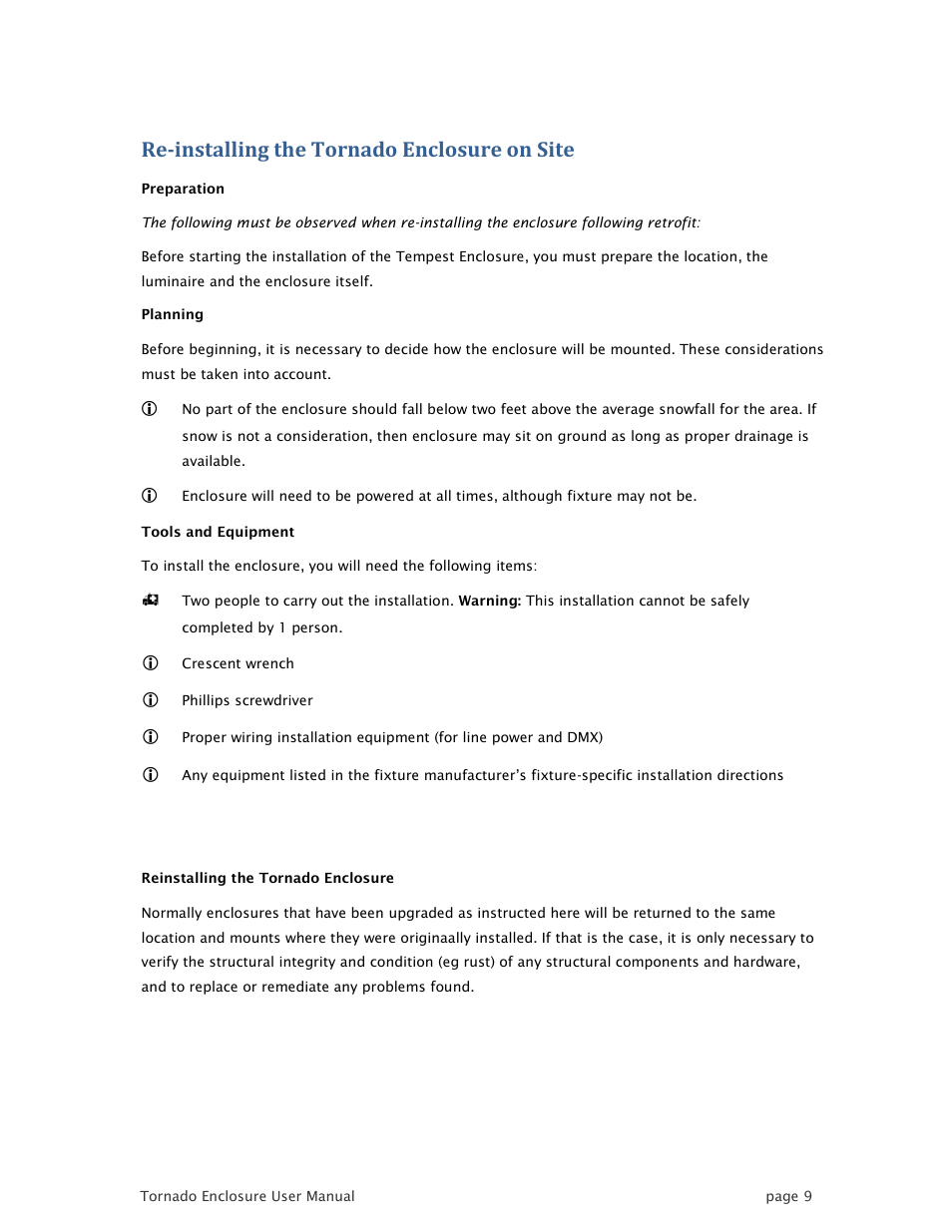 Re-installing the tornado enclosure on site | Tempest TornadoRetrofit Kits User Manual | Page 9 / 36