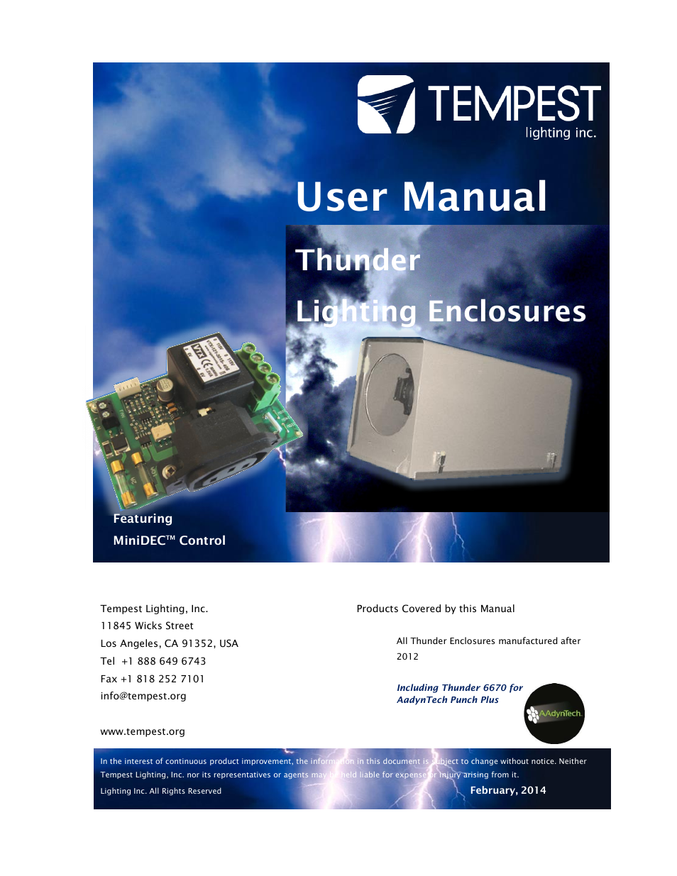 Tempest Thunder User Manual | 38 pages