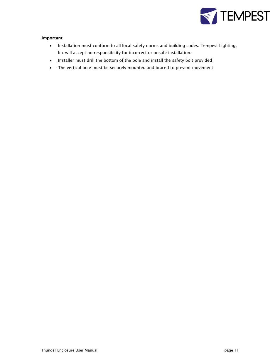 Tempest Thunder User Manual | Page 11 / 38