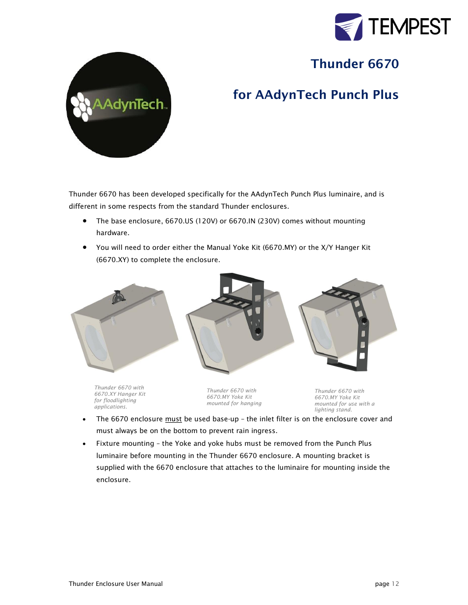 Thunder 6670 for aadyntech punch plus | Tempest Thunder User Manual | Page 12 / 38