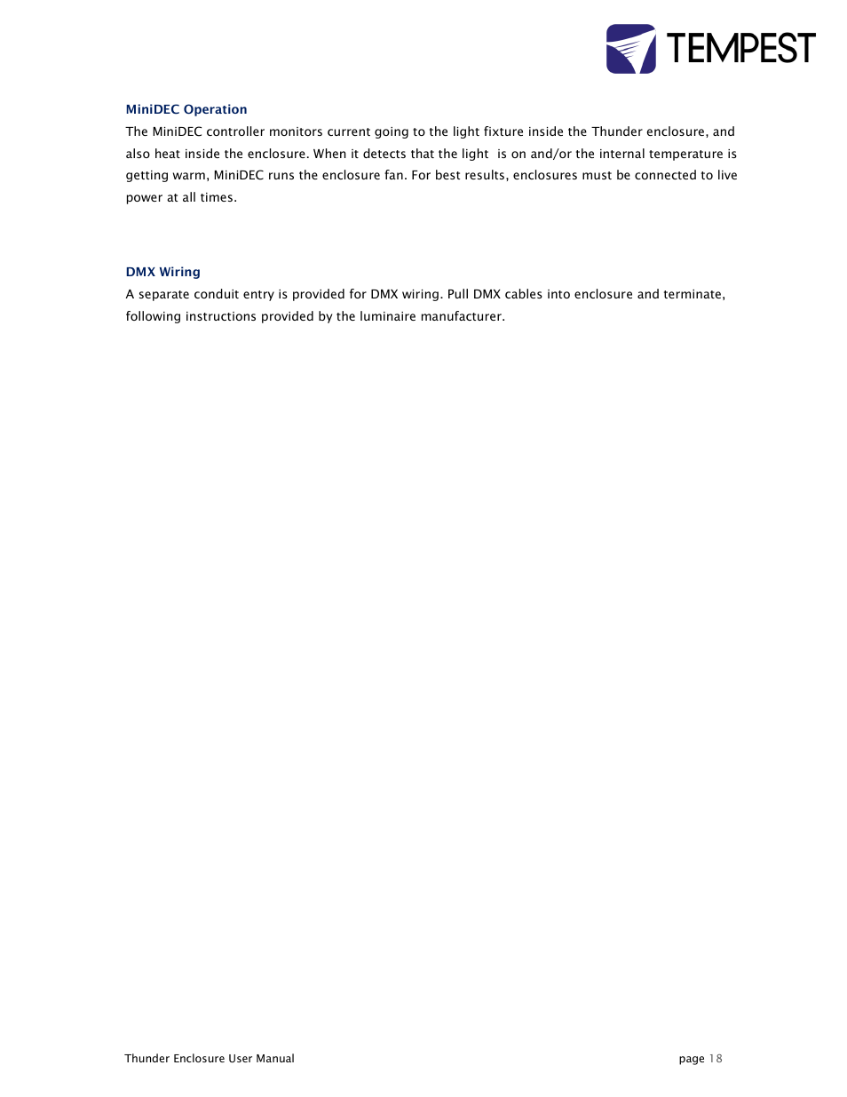 Tempest Thunder User Manual | Page 18 / 38