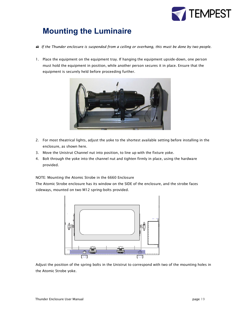 4mounting the luminaire | Tempest Thunder User Manual | Page 19 / 38