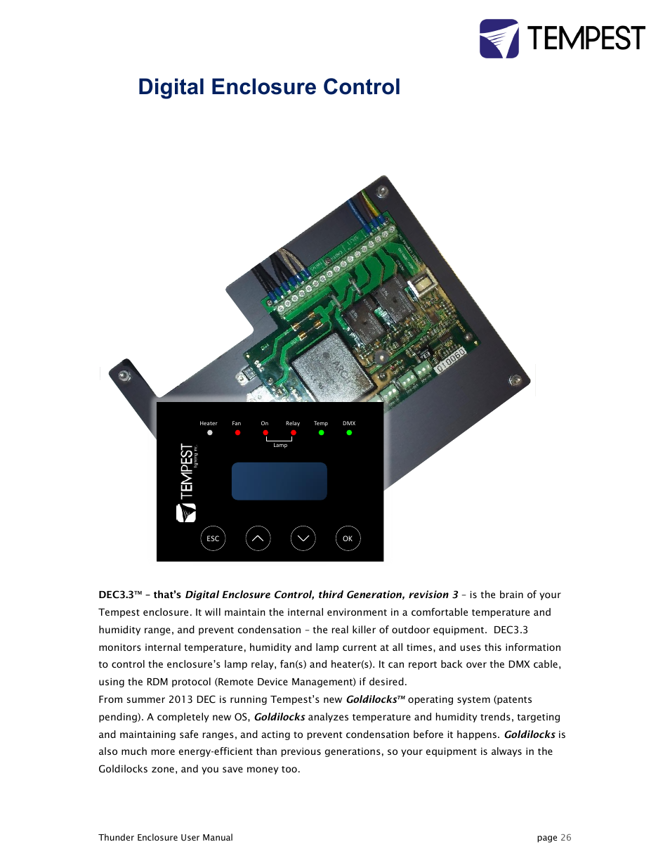 11 digital enclosure control, Dec3.3, With goldilocks | Tempest Thunder User Manual | Page 26 / 38