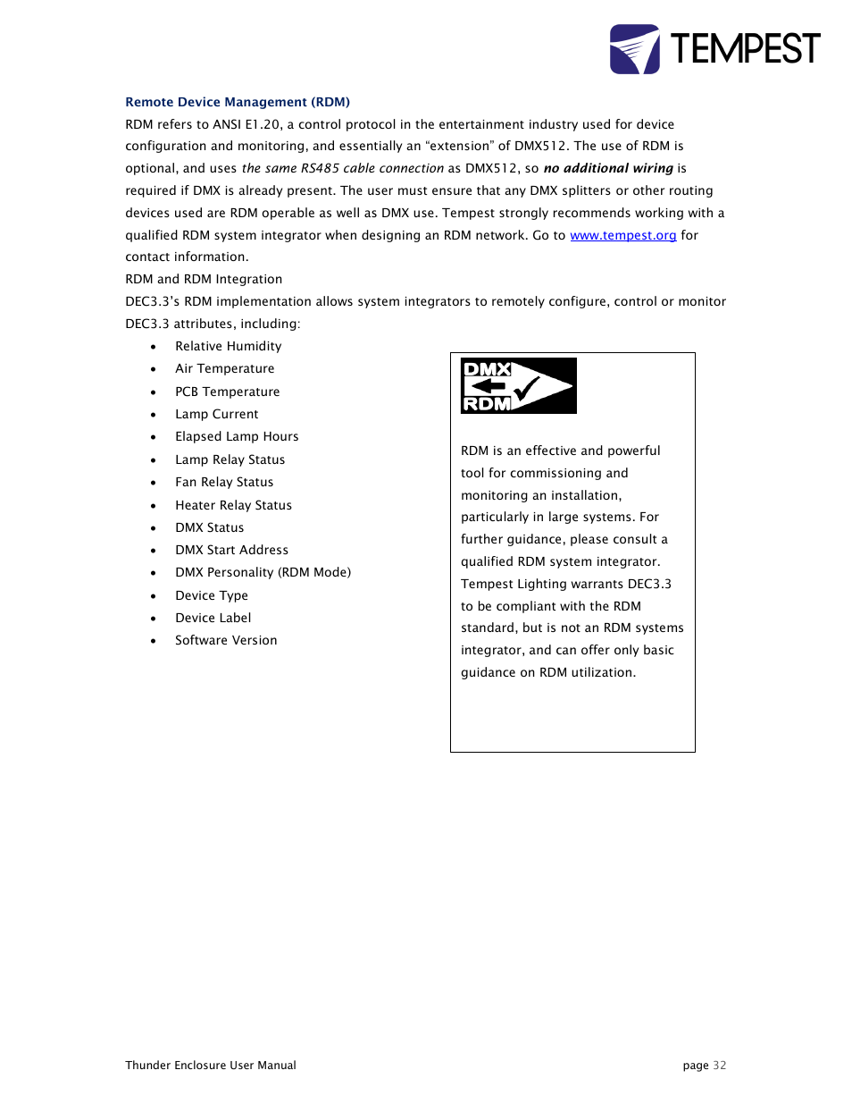 Tempest Thunder User Manual | Page 32 / 38