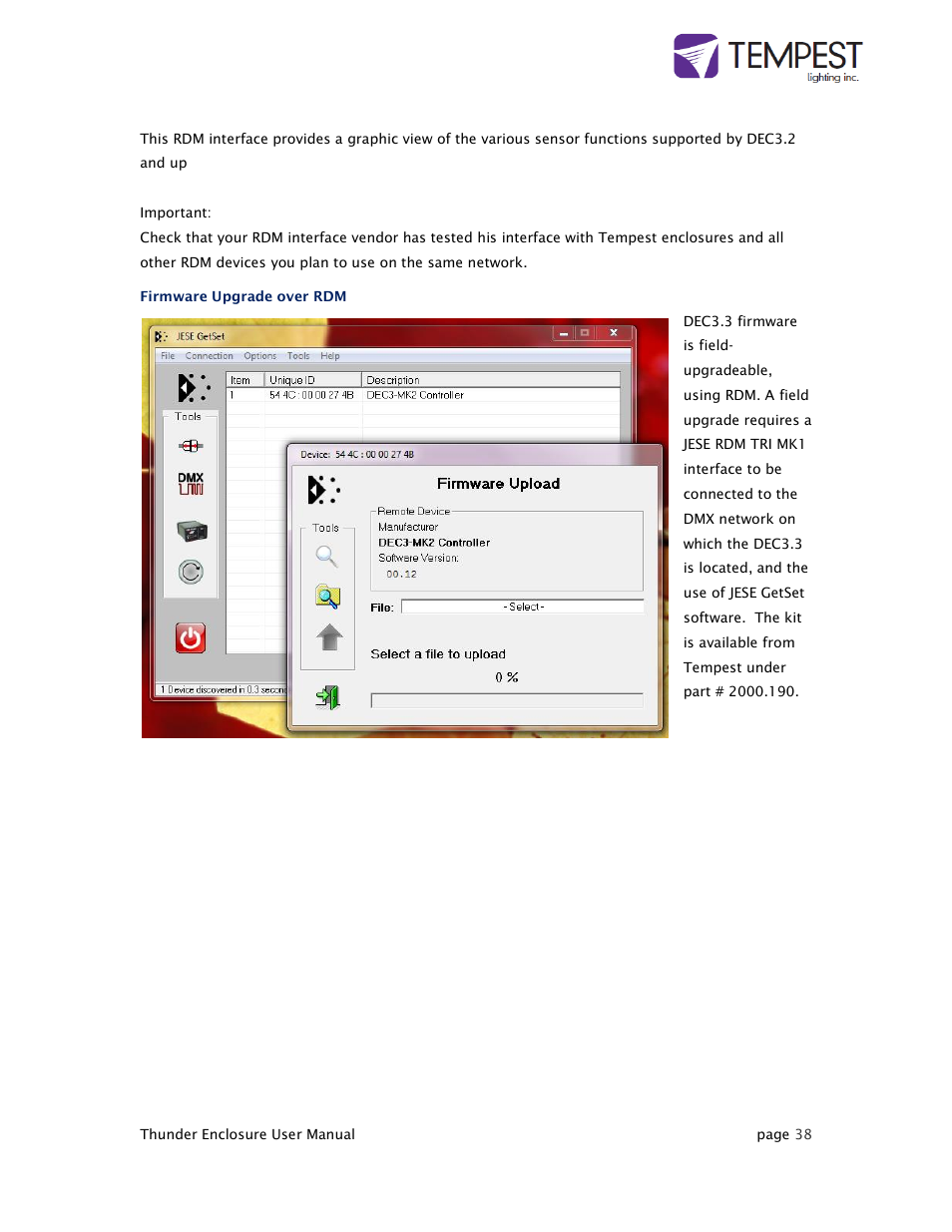Tempest Thunder User Manual | Page 38 / 38
