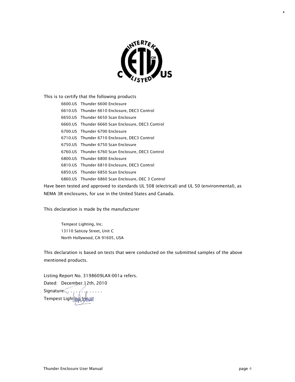 Tempest Thunder User Manual | Page 4 / 38