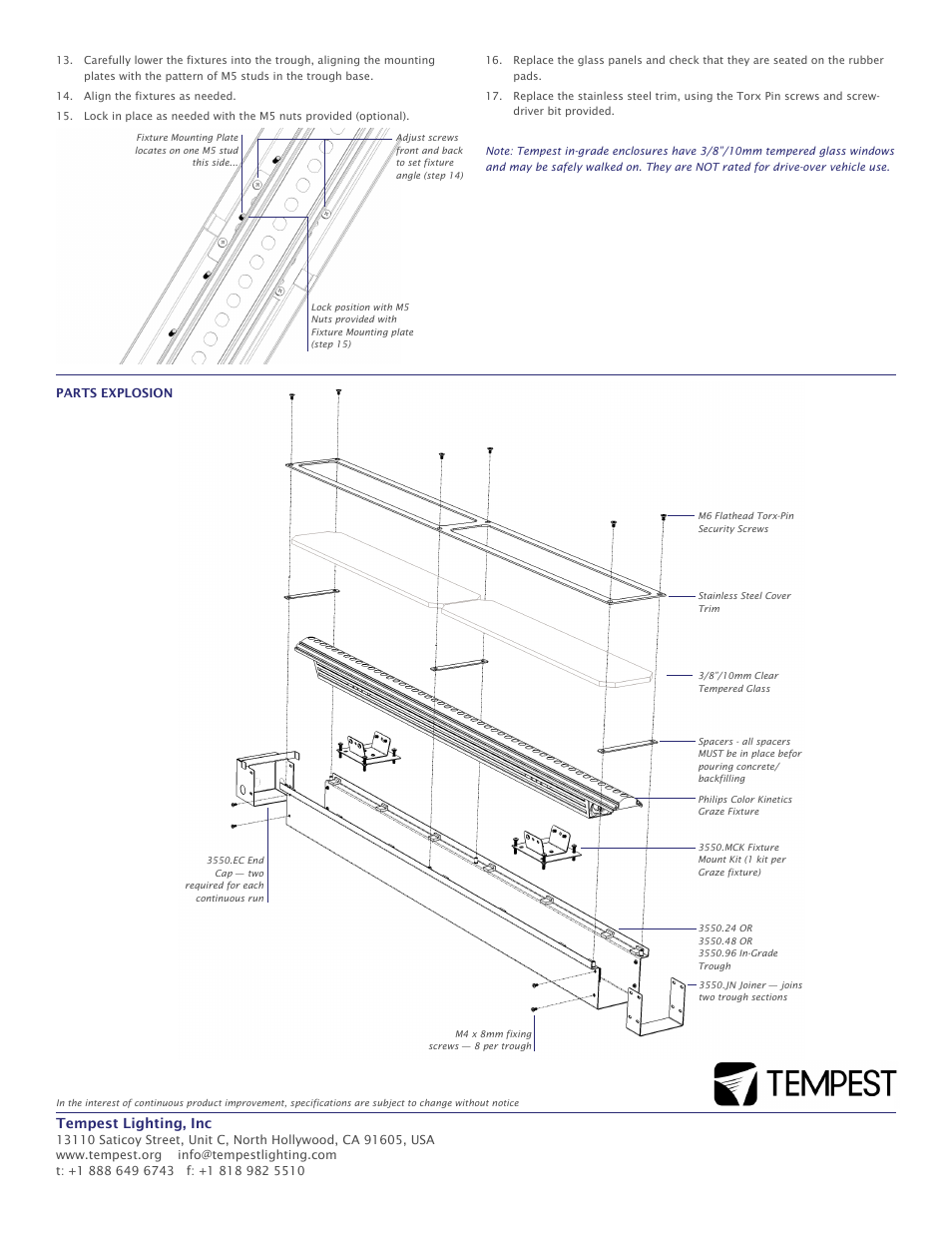 Tempest lighting, inc | Tempest Graze In-Grade Trough System User Manual | Page 2 / 2