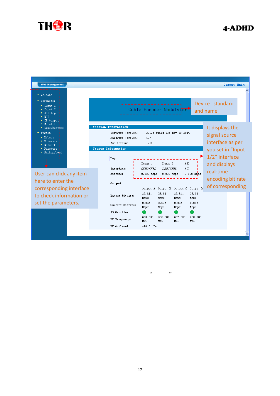 Peration, Adhd, 2 operation | Welcome, Input 1 | Thor 4 Ch HD Analog or Digital to HDTV modulator User Manual | Page 20 / 34
