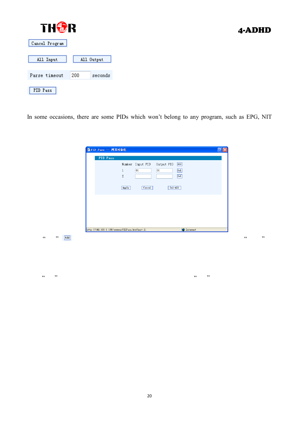 Adhd, Nit table setting | Thor 4 Ch HD Analog or Digital to HDTV modulator User Manual | Page 23 / 34