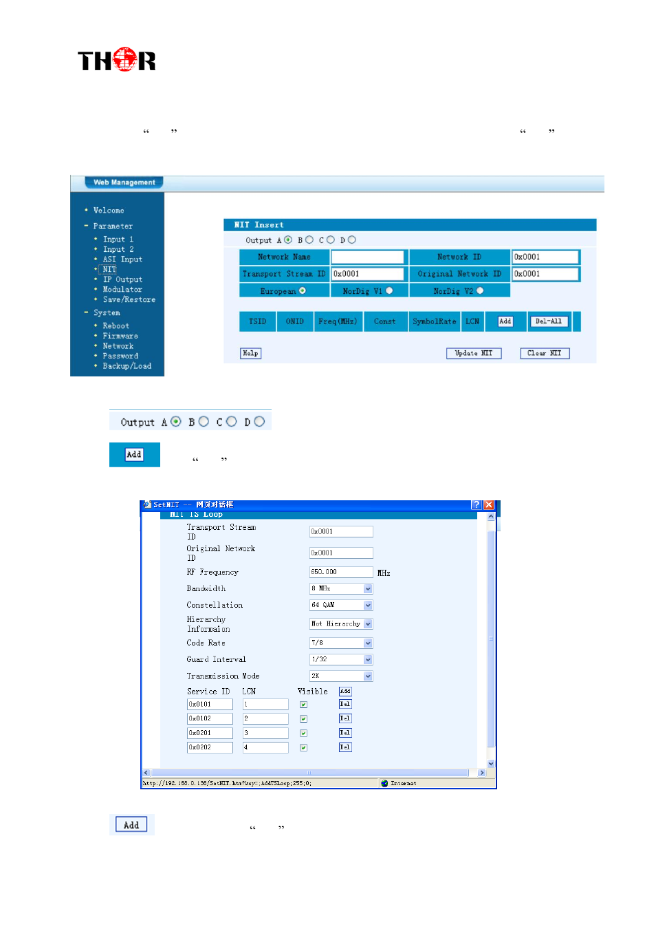 Nit table setting | Thor 1- 4 HDMI to QAM Modulators User Manual | Page 28 / 40
