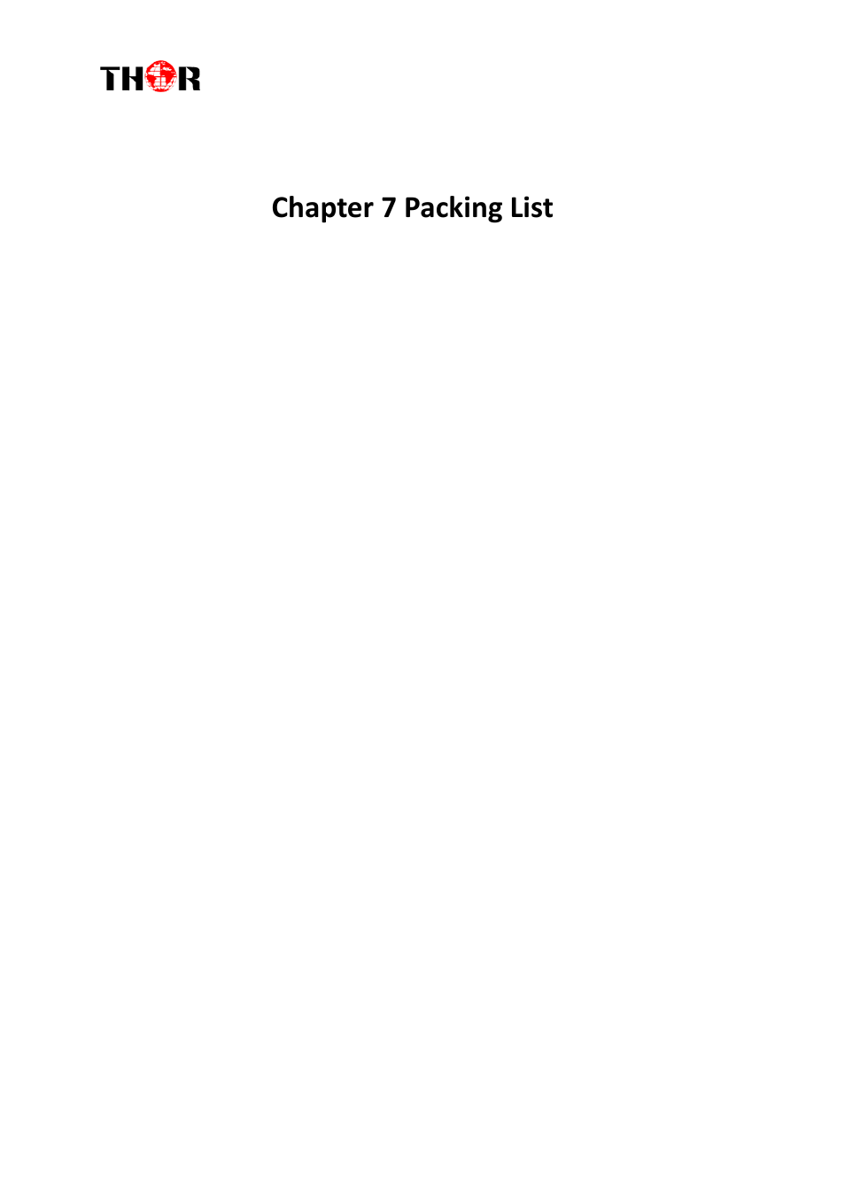 Chapter 7 packing list | Thor 1- 4 HDMI to QAM Modulators User Manual | Page 38 / 40