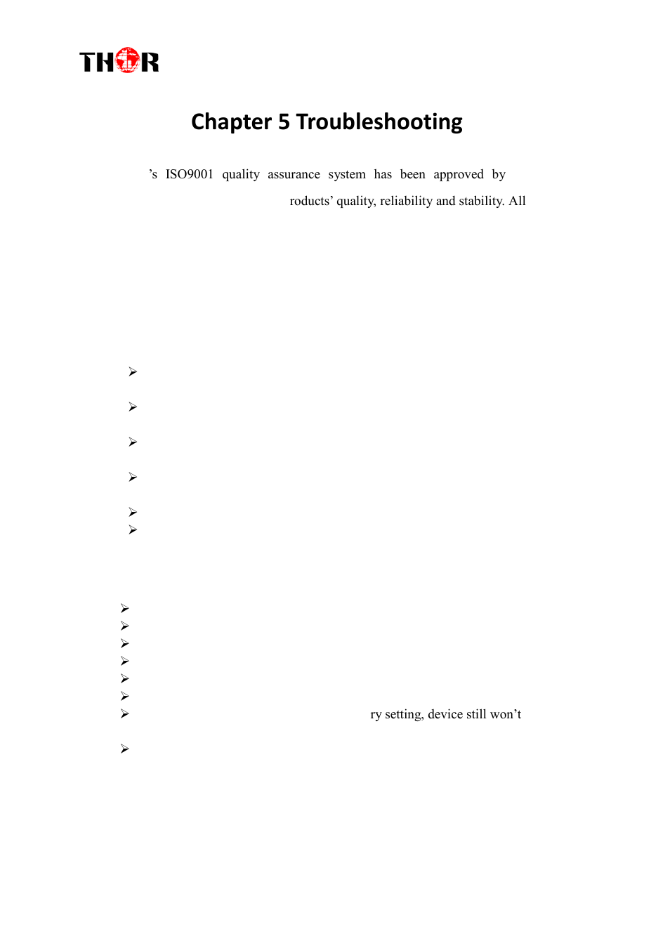 Chapter 5 troubleshooting, Chapter 6 application, H-4hdmi-atsc-ip | Thor 1-4 HDMI to ATSC Modulators 8VSB User Manual | Page 34 / 37