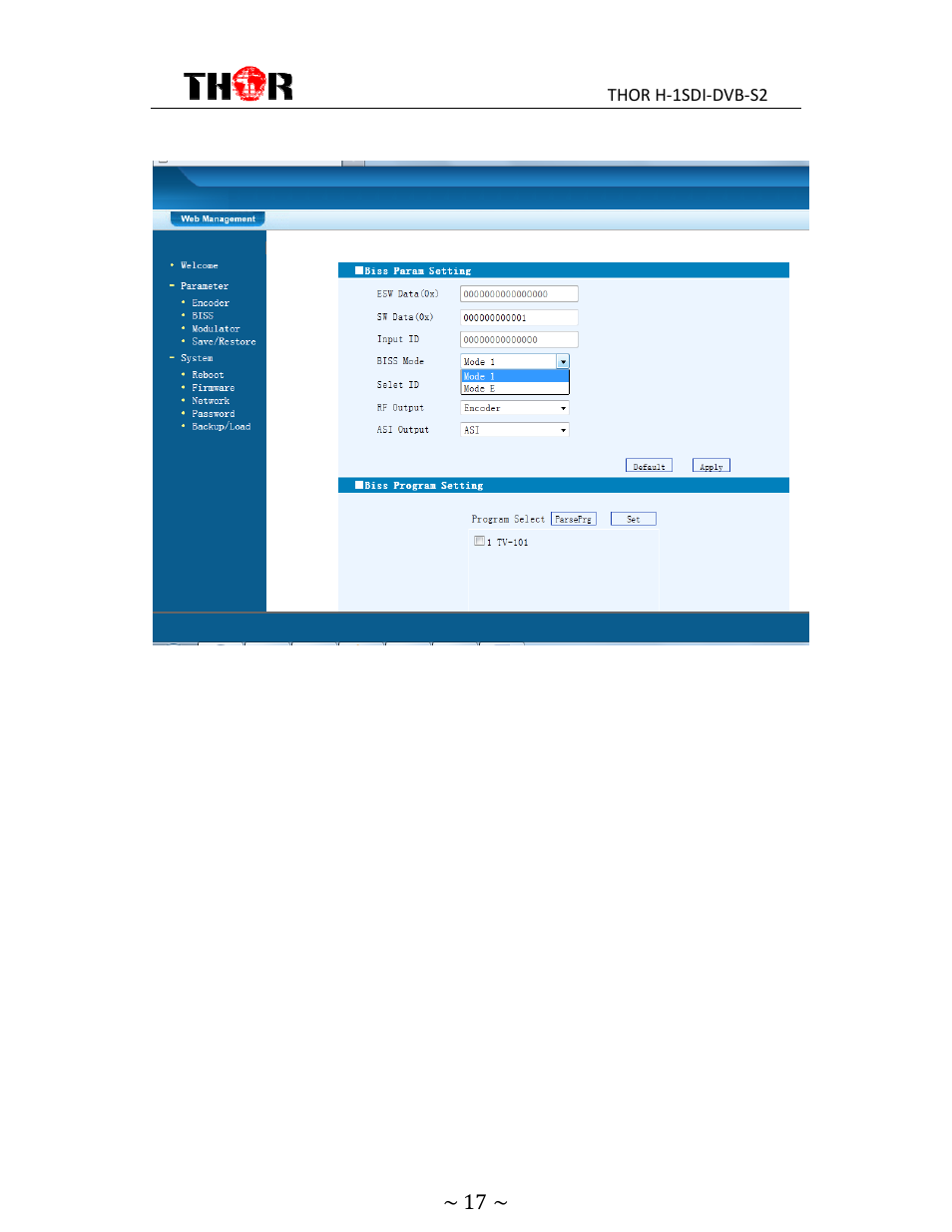 Thor HD Video Encoder & DVB-S2 Modulator User Manual | Page 20 / 28