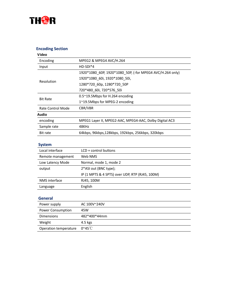 3 specifications | Thor 4 Ch HD-SDI Encoder w/ CC & AC/3 User Manual | Page 5 / 27