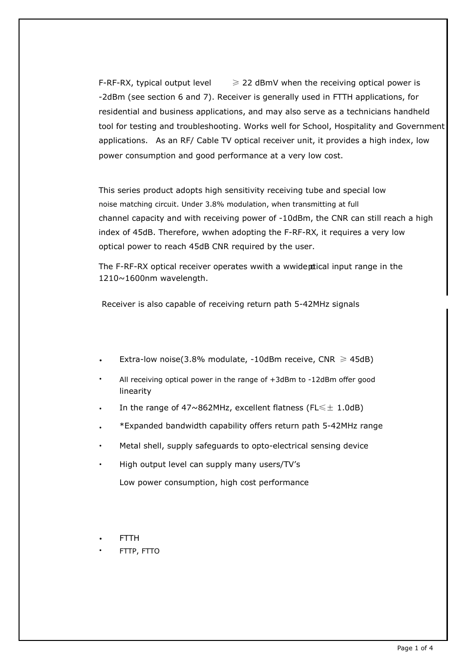 0 product description, 0 product features, 0 main application | Thor RF Mini Receiver User Manual | Page 3 / 6