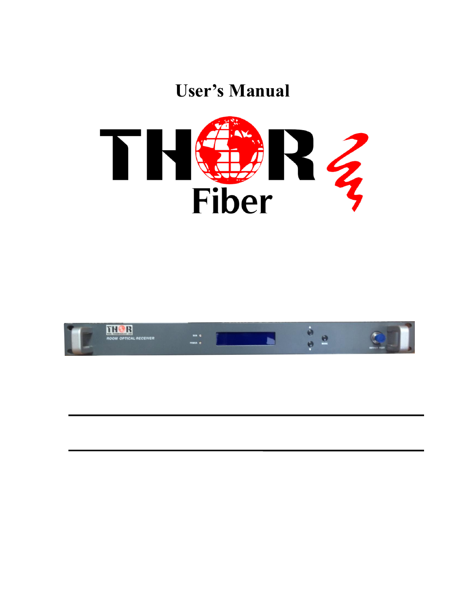 Thor CATV RF Fiber Reciever User Manual | 8 pages
