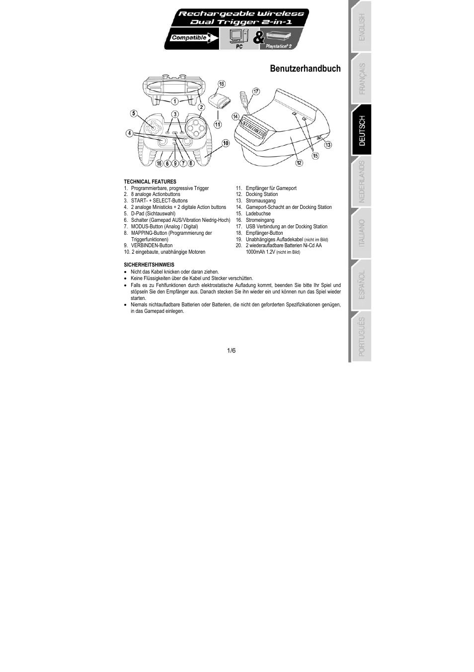 Benutzerhandbuch | Thrustmaster Dual Trigger Wireless Rechargeable User Manual | Page 14 / 45