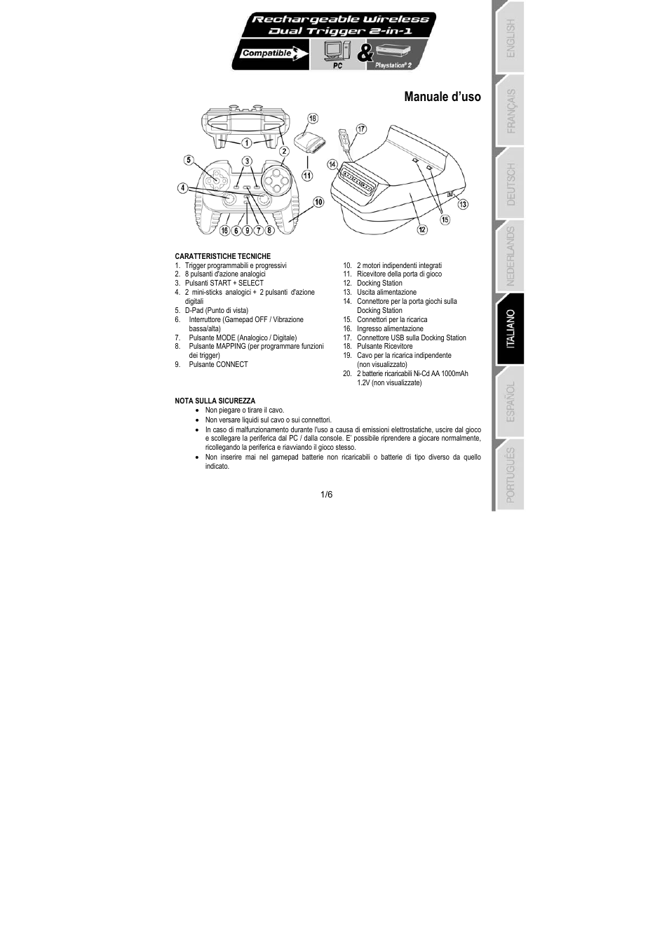 Manuale d’uso | Thrustmaster Dual Trigger Wireless Rechargeable User Manual | Page 26 / 45