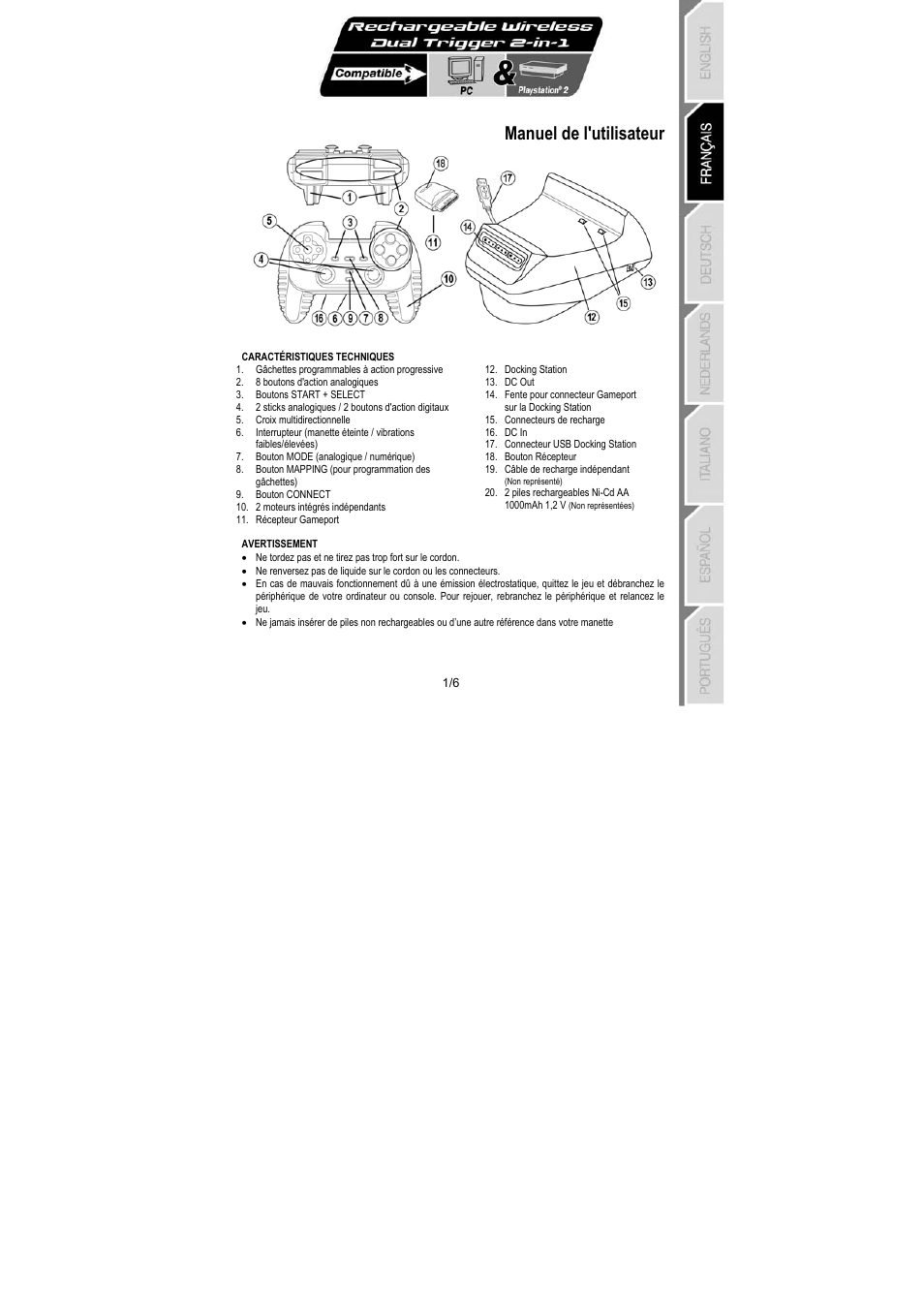 Manuel de l'utilisateur | Thrustmaster Dual Trigger Wireless Rechargeable User Manual | Page 8 / 45