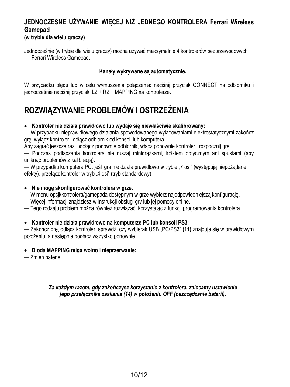 Rozwiązywanie problemów i ostrzeżenia | Thrustmaster F1 Alonso Wireless Gamepad User Manual | Page 131 / 146