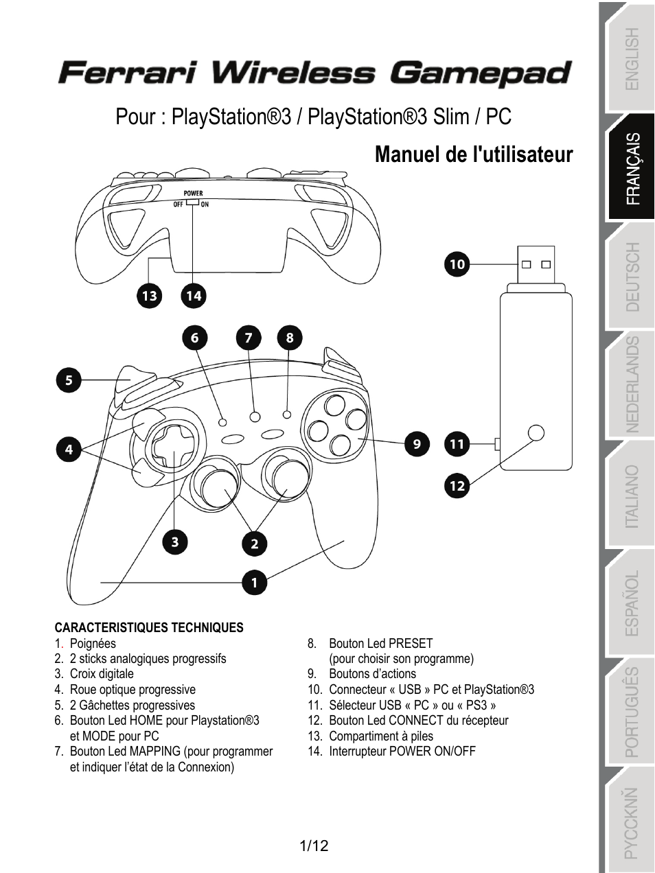 02_fra_ferrari_wireless_gamepad_5076063 | Thrustmaster F1 Alonso Wireless Gamepad User Manual | Page 14 / 146