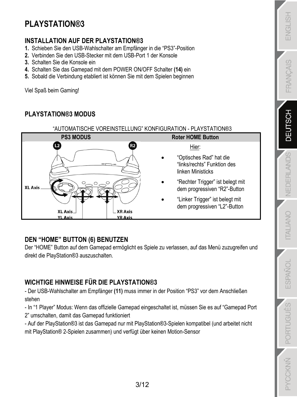 Playstation®3 | Thrustmaster F1 Alonso Wireless Gamepad User Manual | Page 28 / 146