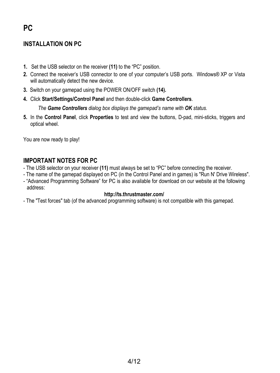 Thrustmaster F1 Alonso Wireless Gamepad User Manual | Page 5 / 146