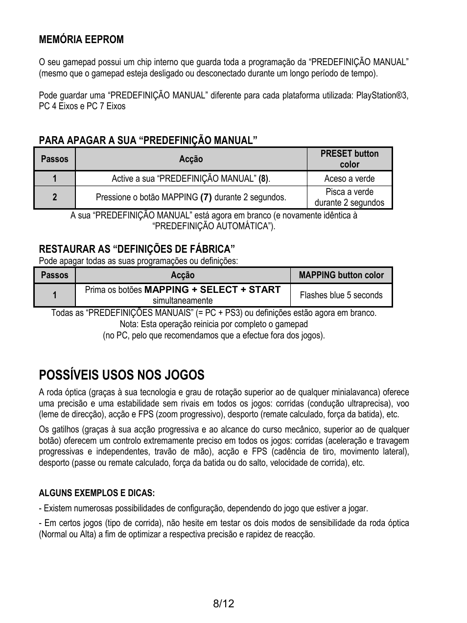 Possíveis usos nos jogos | Thrustmaster F1 Alonso Wireless Gamepad User Manual | Page 81 / 146