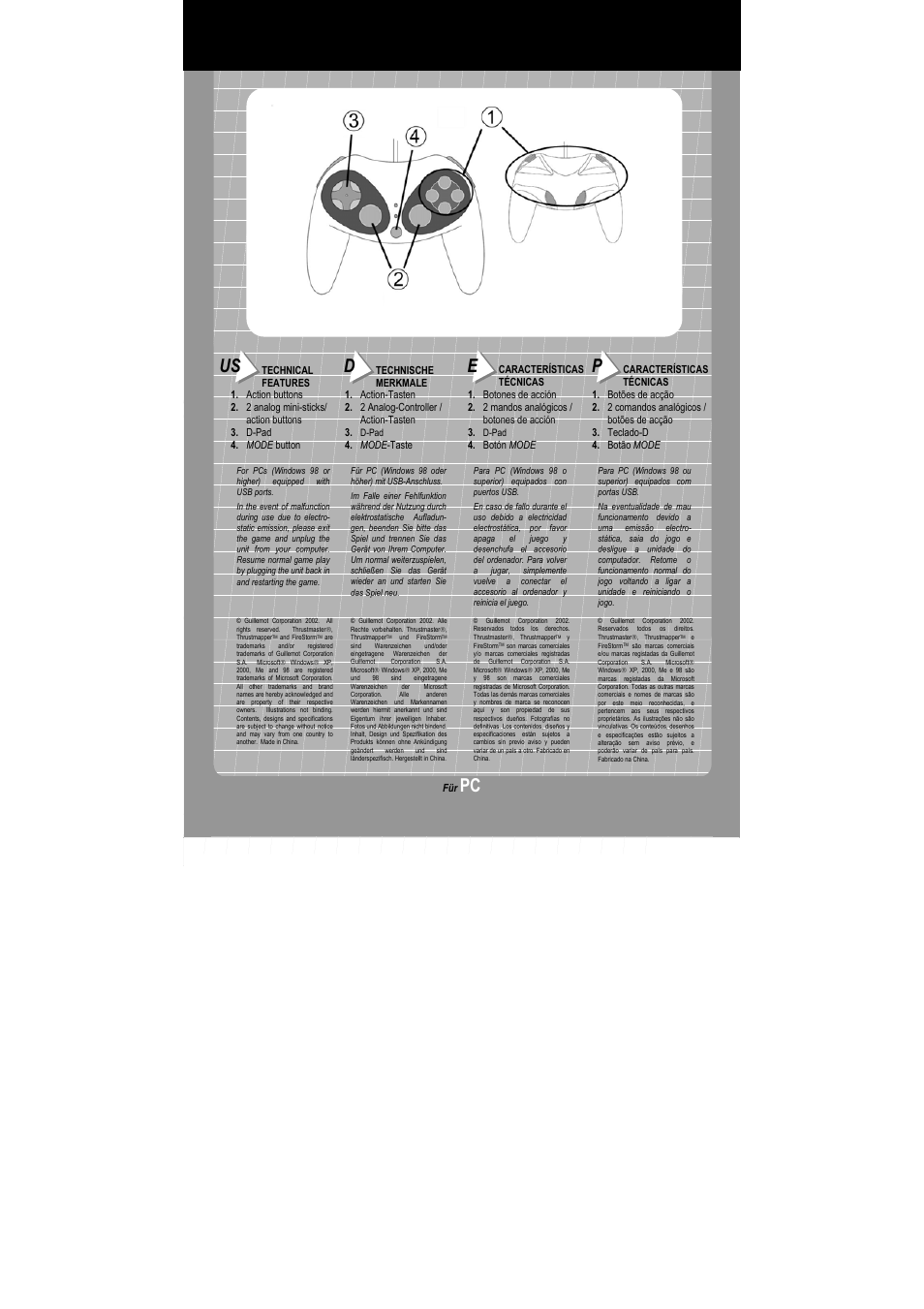 Thrustmaster Firestorm Dual Analog 3 User Manual | Page 2 / 4
