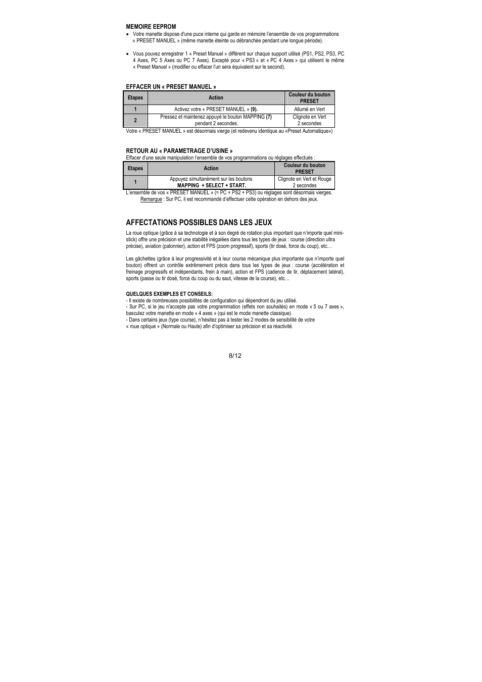 Affectations possibles dans les jeux | Thrustmaster Run'N' Drive 3-in-1 Rumble Force User Manual | Page 21 / 85
