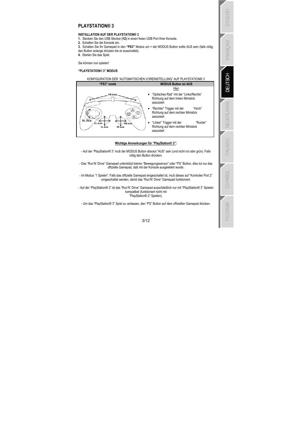 Playstation® 3 | Thrustmaster Run'N' Drive 3-in-1 Rumble Force User Manual | Page 28 / 85