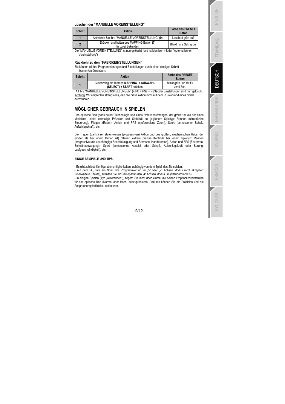 Möglicher gebrauch in spielen | Thrustmaster Run'N' Drive 3-in-1 Rumble Force User Manual | Page 34 / 85